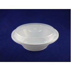 HC-650FBM PP Round White Container with clear PP lid, 650 ml